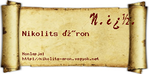 Nikolits Áron névjegykártya
